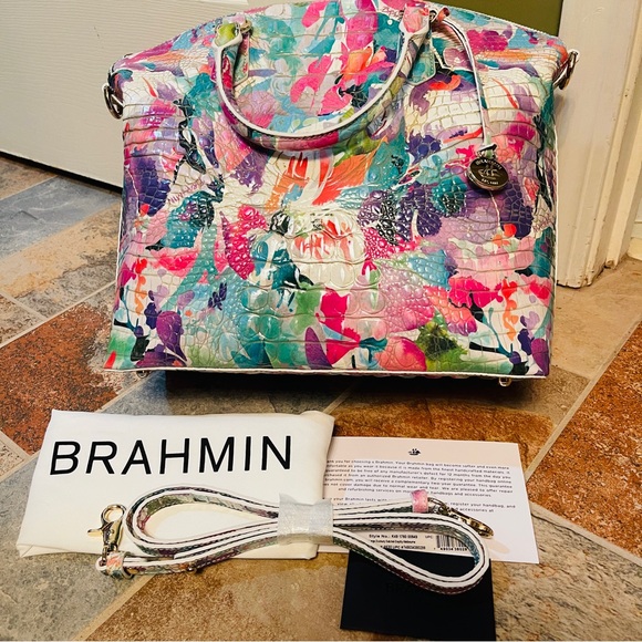 👜NWT!! HARD TO FIND DESIGN! Gorgeous Brahmin Large Duxbury Satchel in Daylily! - Picture 15 of 16